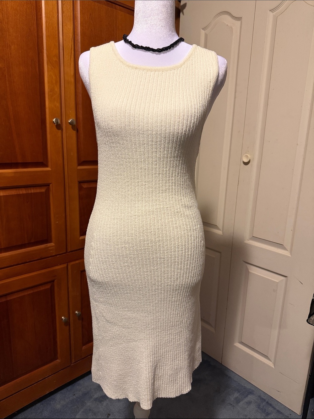 Dynamite Ivory Sleeveless Knit Flare Dress